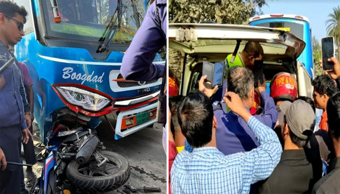 কচুয়ায় বাস চাপায় মাদ্রসার শিক্ষক ও ছাত্রের মৃত্যু