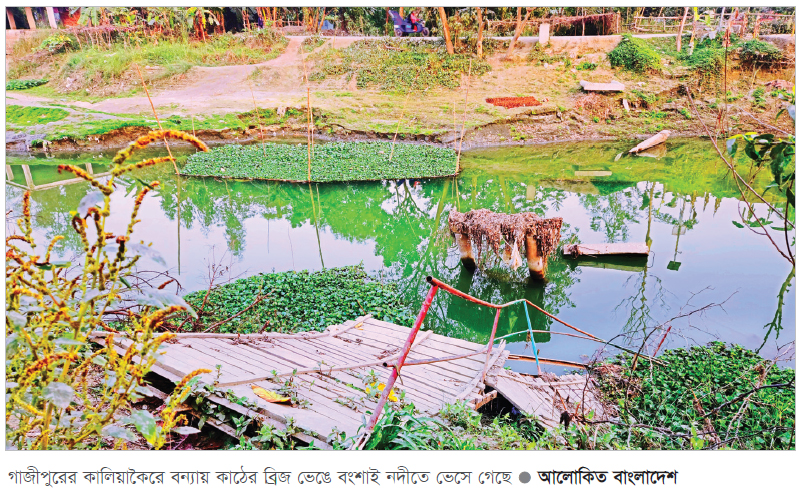 কাঠের ব্রিজ ভেঙে জনদুর্ভোগ চরমে