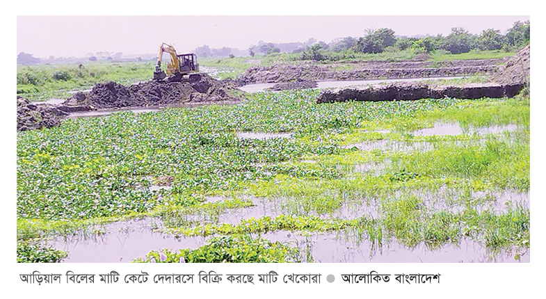 ভেকু দিয়ে কাটছে কৃষি জমির মাটি