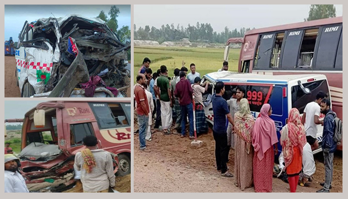 সিরাজগঞ্জে বাস-অ্যাম্বুলেন্স সংঘর্ষ, নারীসহ নিহত ৩