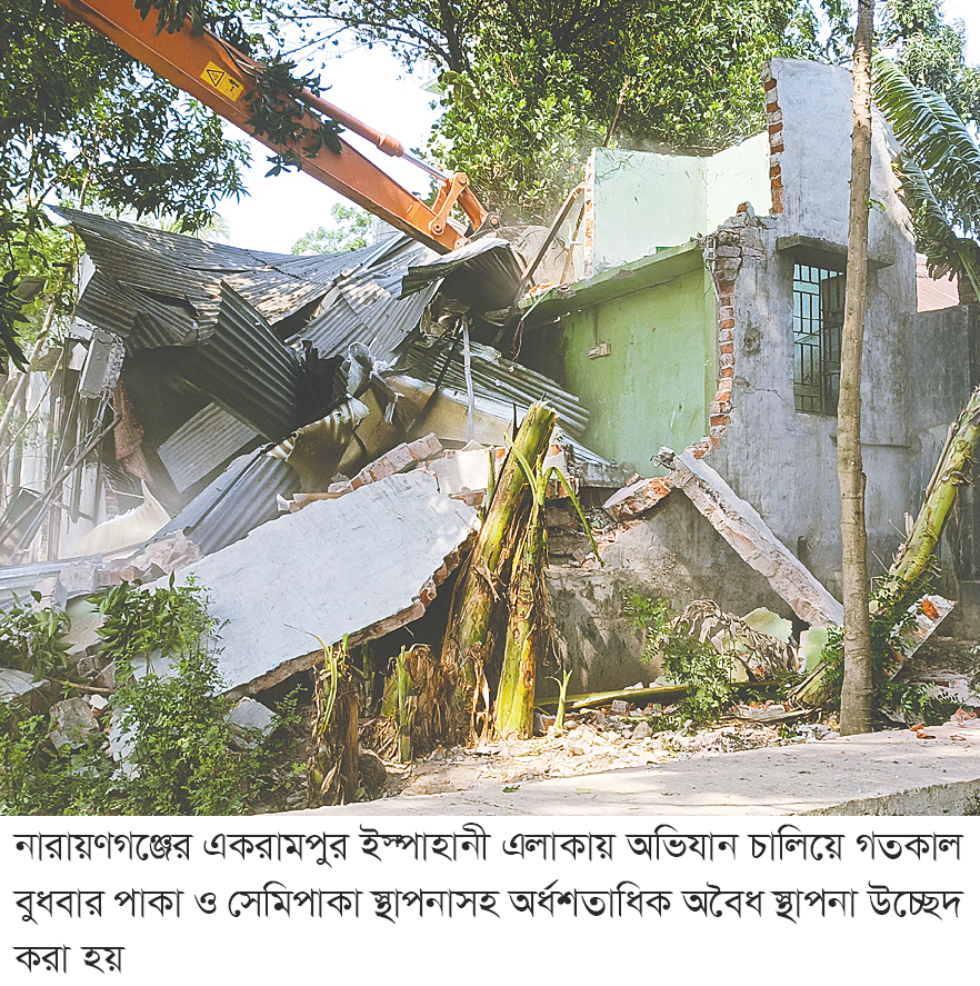 শীতলক্ষ্যায় অবৈধ স্থাপনা উচ্ছেদে বাধা, অর্ধশতাধিক স্থাপনা উচ্ছেদ