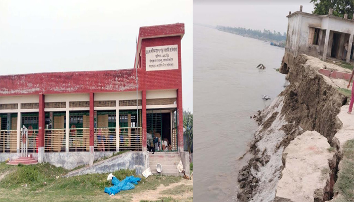 যমুনার ভাঙনে বিলীনের পথে বিদ্যালয় ও ফসলি জমি