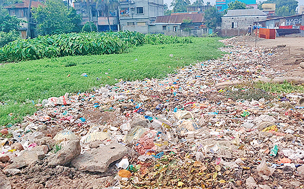 শহরের পুকুর আবর্জনায় ভরা