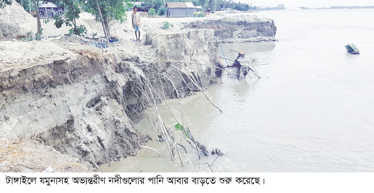 টাঙ্গাইলে নদীতে বাড়ছে পানি