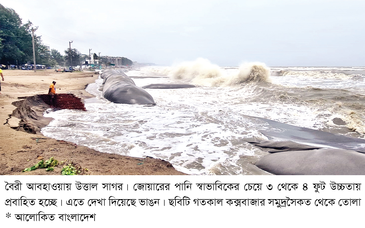 ঢেউয়ের তোড়ে তলিয়ে যাচ্ছে জিওব্যাগ : হুমকিতে স্থাপনা