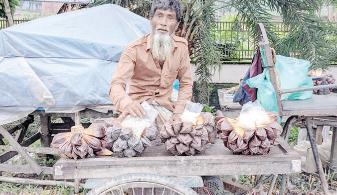 গোলফলে সংসার চলে পা হারানো আব্দুর রহমানের