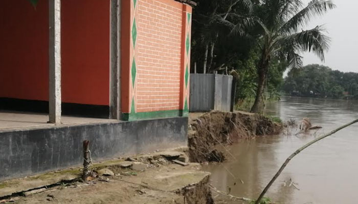 টাঙ্গাইলে বাড়ছে পানি- চলছে ড্রেজার- ভাঙছে ঘরবাড়ি