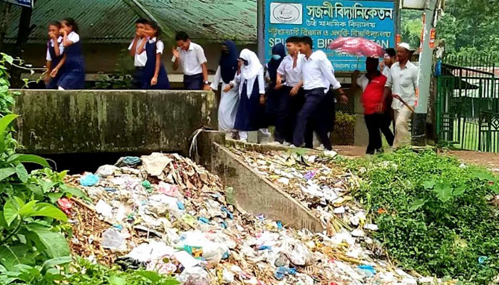 স্কুলের পাশেই ময়লার ভাগাড় : স্বাস্থ্য ঝুঁকিতে শিক্ষার্থীরা