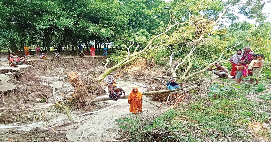 বিলীনের পথে বসতবাড়ি ফসলি জমি