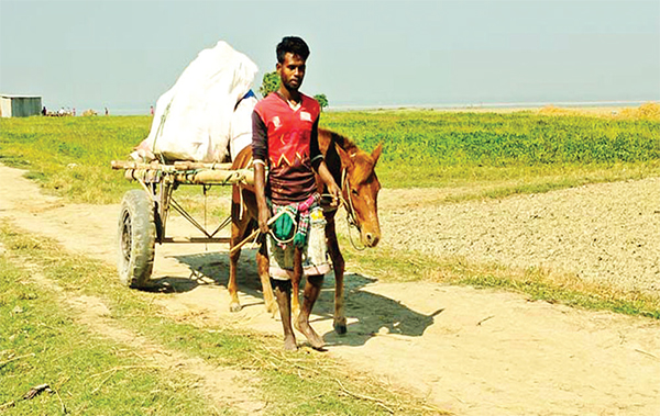 ঘোড়ার গাড়ি চালিয়ে সংসার চলে রিপনের