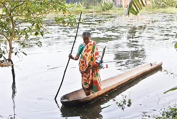 ডুঙ্গায় চড়ে জীবন চলে বিলপাড়ের মানুষের