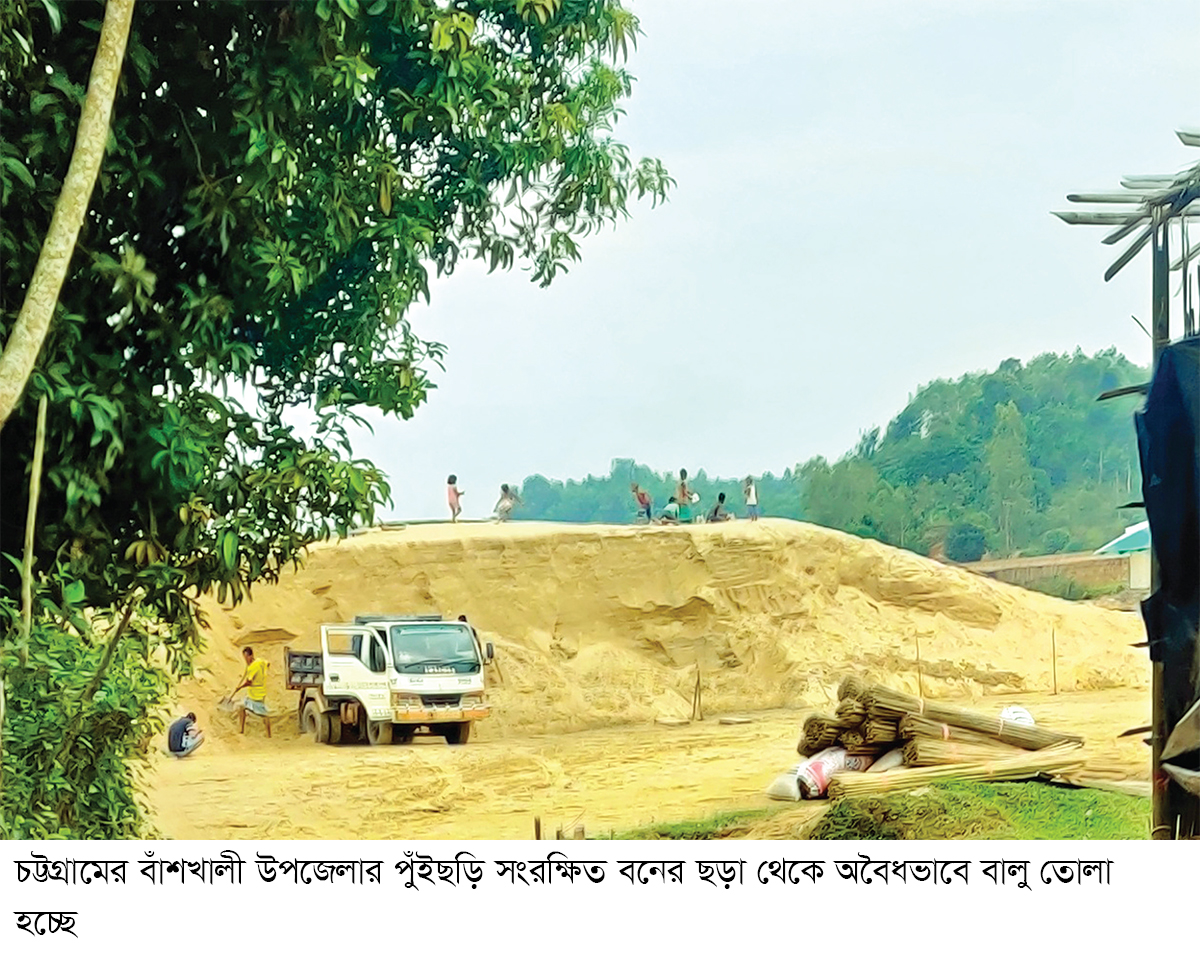 বাঁশখালীর সংরক্ষিত বনাঞ্চল থেকে বালু উত্তোলন