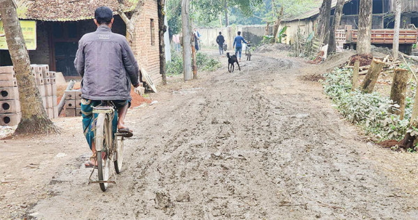 কালীগঞ্জে হঠাৎ বৃষ্টিতে সড়কের বেহাল দশা