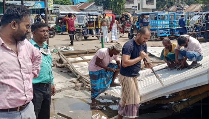 চাঁদপুর লঞ্চঘাটে ৩০ টি অবৈধ স্থাপনা উচ্ছেদ