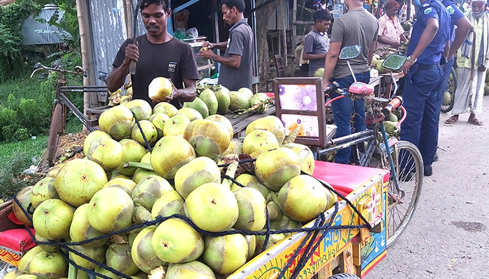 প্রচন্ড গরমে জনজীবন অতিষ্ঠ, বাড়ছে তালের শাঁসের কদর