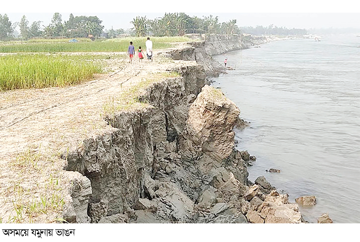 যমুনায় অসময়ের ভাঙন নদীগর্ভে অর্ধশতাধিক বসতবাড়ি