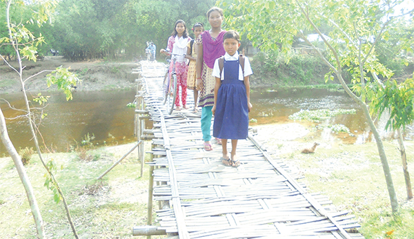 ১০ গ্রামের মানুষের ভরসা একটি বাঁশের সাঁকো