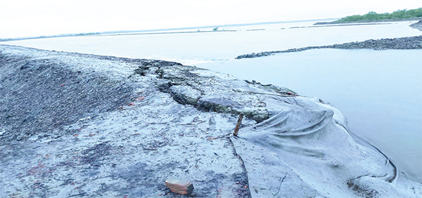 কপোতাক্ষ নদের বেড়িবাঁধে ফাটল