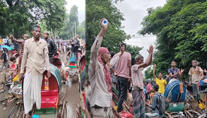 উত্তাল শহীদ মিনার, স্লোগান দিচ্ছেন রিকশাচালকেরাও