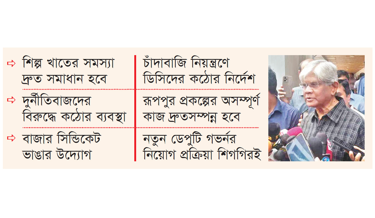 শিল্প খাতের সমস্যা দ্রুত সমাধানের আশ্বাস অর্থ উপদেষ্টা