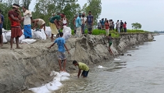 ভূরুঙ্গামারীতে নদের ভাঙনরোধে সেচ্ছাশ্রম এলাকাবাসীর